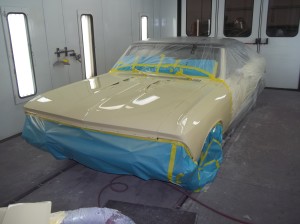 yellow car paint on classic '66 Chevelle
